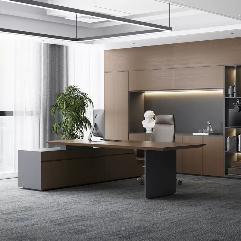 Executive CEO Presidential Office featuring Fluted Wood Acoustic Backdrop with Logo Niche #17